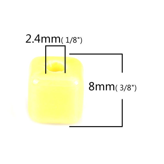 Picture of Ceramic Beads Square Yellow About 8mm x 8mm, Hole: Approx 2.4mm, 30 PCs