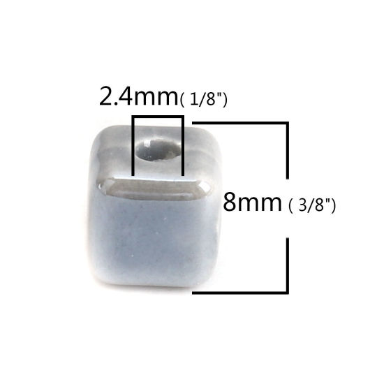 Picture of Ceramic Beads Cube Gray About 8mm x 8mm, Hole: Approx 2.4mm, 30 PCs