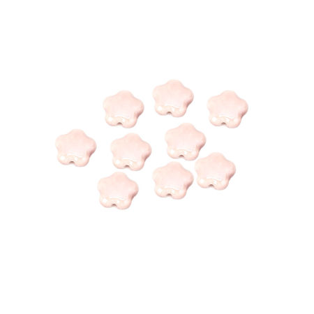 Image de Perles en Céramique Fleur Rose Clair 15mm x 14mm, Taille de Trou: 2.2mm, 20 Pcs