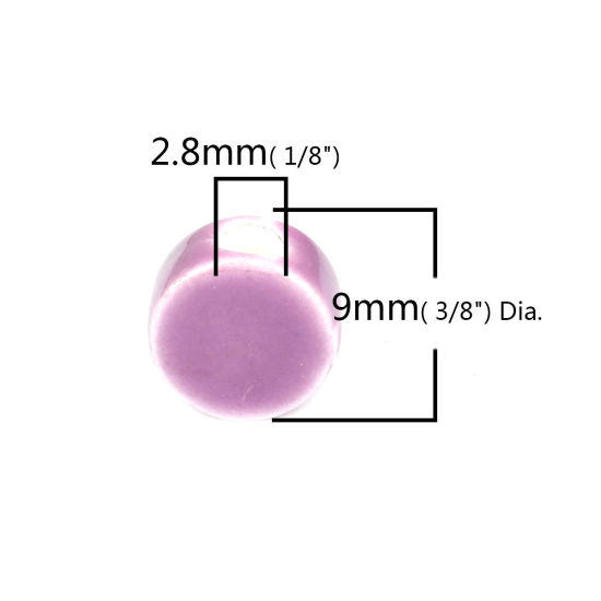 Bild von Keramik Perlen Rund Lila ca. 9mm D., Loch:ca. 2.8mm, 30 Stück