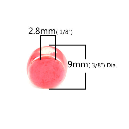 Bild von Keramik Perlen Rund Rot ca. 9mm D., Loch:ca. 2.8mm, 30 Stück