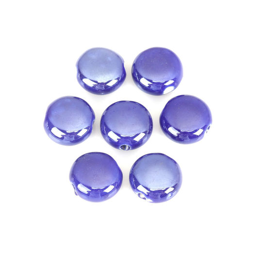 Picture of Ceramic Beads Round Royal Blue About 15mm Dia, Hole: Approx 2.6mm, 20 PCs