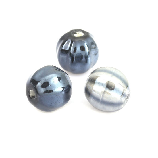 Picture of Ceramic Beads Round Black About 14mm Dia, Hole: Approx 2.3mm, 20 PCs