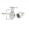 Picture of 304 Stainless Steel Cord End Caps Clock Silver Tone (Fits 5mm Cord) 10mm x 7mm, 10 PCs