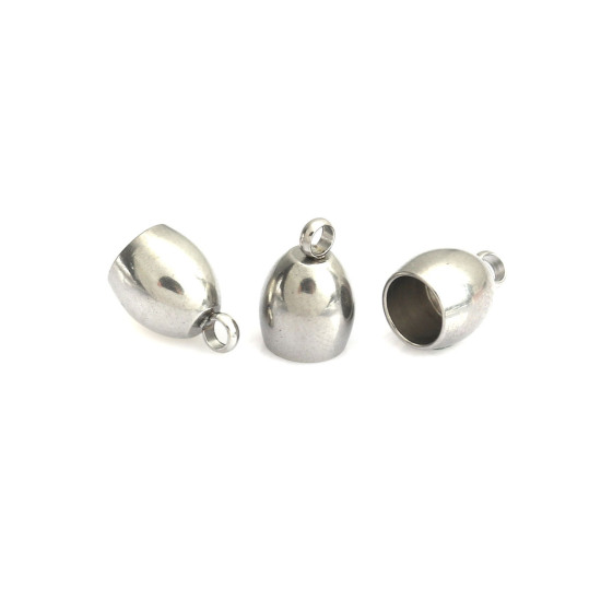 Imagen de 304 Acero Inoxidable Tapa Final Reloj Tono de Plata (Ajusta 5mm  Cuerda) 10mm x 7mm, 10 Unidades