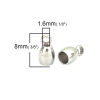 Picture of 304 Stainless Steel Cord End Caps Clock Silver Tone (Fits 3mm Cord) 8mm x 4mm, 10 PCs