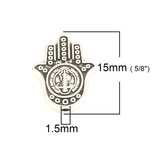 Immagine di Lega di Zinco Perline Palmo Argento Antico Circa 15mm x 13mm, Foro:Circa 1.5mm, 20 Pz