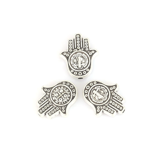 Immagine di Lega di Zinco Perline Palmo Argento Antico Circa 15mm x 13mm, Foro:Circa 1.5mm, 20 Pz