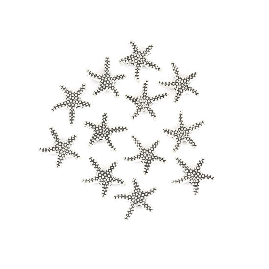 Image de Perles en Alliage de Zinc Etoile de Mer Argent Vieilli 17mm x 16mm, Trou: env. 2.1mm, 20 Pcs