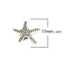 Picture of Zinc Based Alloy Beads Star Fish Antique Silver Color About 17mm x 16mm, Hole: Approx 2.1mm, 20 PCs