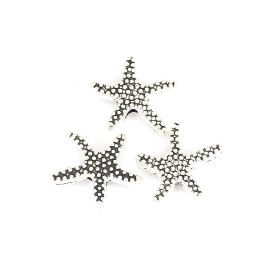 Image de Perles en Alliage de Zinc Etoile de Mer Argent Vieilli 17mm x 16mm, Trou: env. 2.1mm, 20 Pcs
