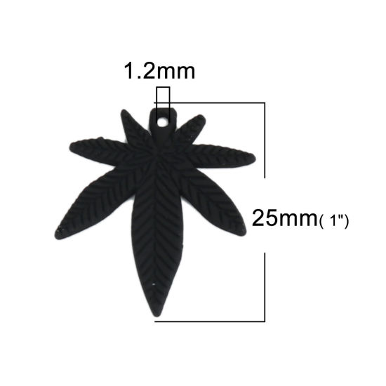 Image de Breloques en Alliage de Zinc Feuille d'érable Noir 25mm x 22mm, 10 Pcs