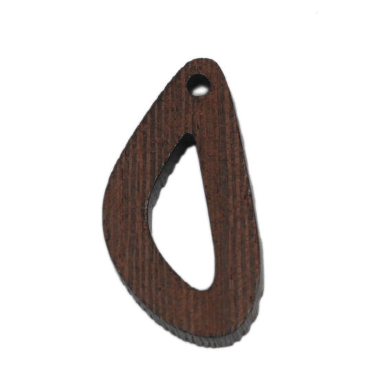 Picture of Wood Pendants Brown Ear Hollow 3cm x 1.6cm, 10 PCs