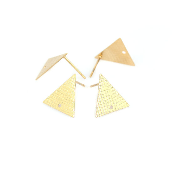 Image de Boucles d'Oreilles Puces en 304 Acier Inoxydable Triangle Doré Carreau avec Boucle 14mm x 13mm, Epaisseur de Fil: (21 gauge), 6 Pcs