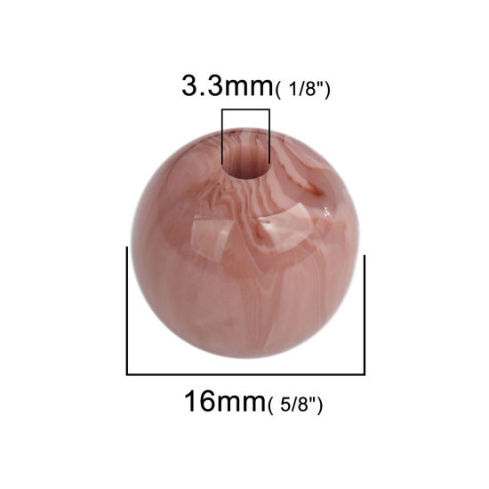 Image de Perles en Résine Rond Rose Foncé 16mm Dia, Taille de Trou: 3.3mm, 20 Pcs