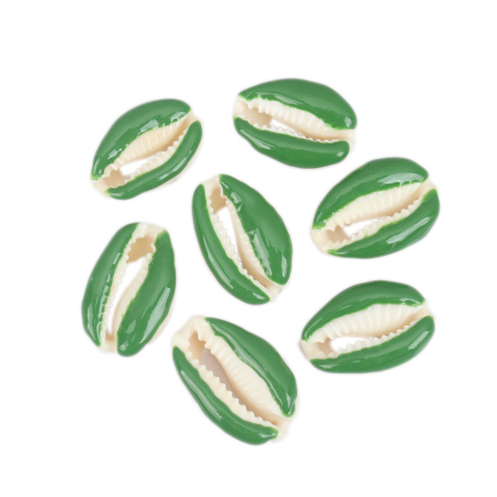 Picture of Natural Shell Loose Beads Conch/ Sea Snail Green About 25mm x 17mm-18mm x 14mm, 10 PCs