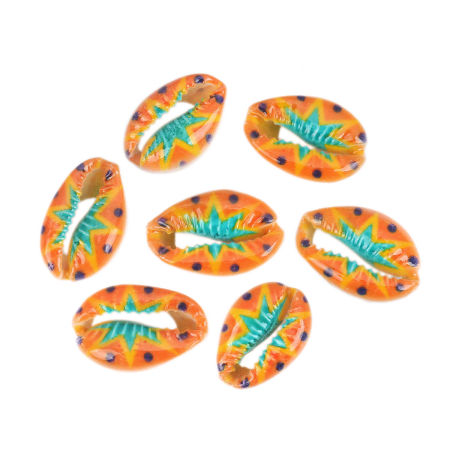Imagen de Concha Suelto Cuentas Caracola Multicolor FlorPatrón Aprox 25mm x 17mm-18mm x 14mm, 10 Unidades
