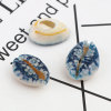 Picture of Natural Shell Loose Beads Conch/ Sea Snail Blue Flower Pattern About 25mm x 17mm-18mm x 14mm, 10 PCs