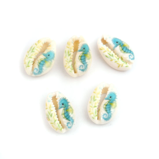 Picture of Natural Shell Loose Beads Conch/ Sea Snail Multicolor Seahorse Pattern About 20mm x 13mm-16mm x 12mm, 10 PCs