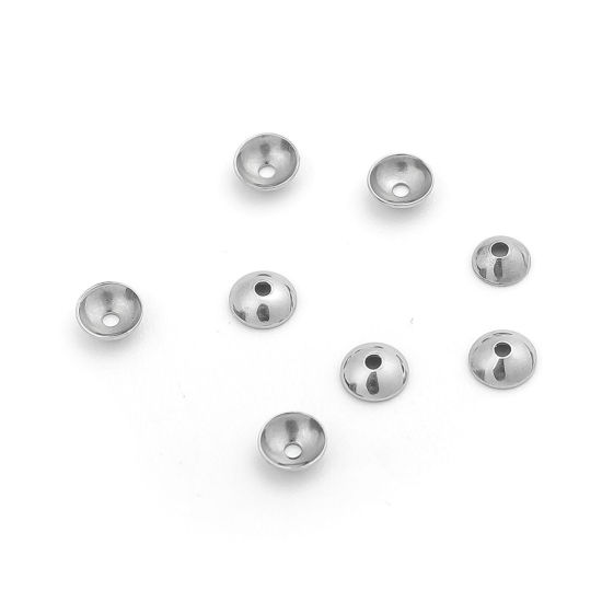 Bild von 304 Edelstahl Perlkappen Rund Silberfarbe (Für 6mm Perlen) 3.5mm D., 50 Stück