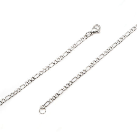 Image de Colliers En Gros Argent Mat en 304 Acier Inoxydable, Ovale Chaîne Maille Cheval, Unisexe Élégant Minimaliste Cadeau Bijoux pour Détaillants 75cm long, Taille de la Chaîne: 3mm, 1 Pièce