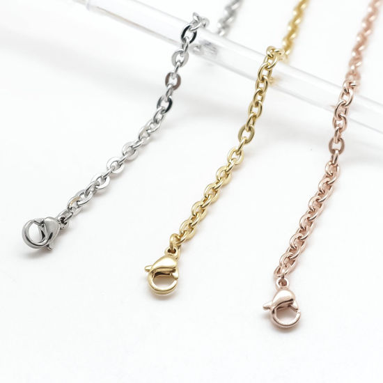 Picture of 304 Stainless Steel Necklace Silver Tone & Gold Plated & Rose Gold 60cm(23 5/8") long, 1 Set