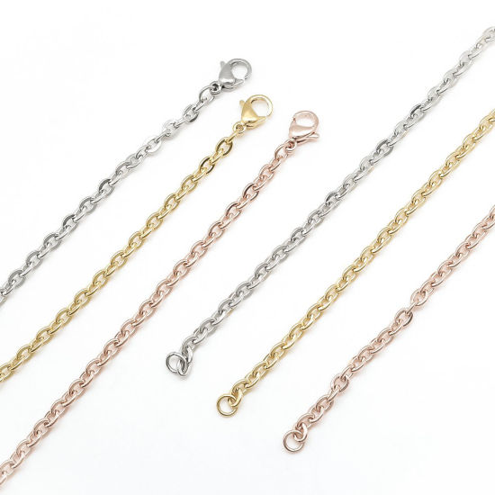 Picture of 304 Stainless Steel Necklace Silver Tone & Gold Plated & Rose Gold 60cm(23 5/8") long, 1 Set