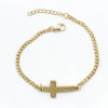 Picture of 304 Stainless Steel Bracelets Gold Plated Cross With Lobster Claw Clasp And Extender Chain 18cm(7 1/8") long, 1 Piece