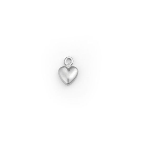 Bild von 304 Edelstahl Charms Herz Silberfarbe 6mm x 4mm, 10 Stück