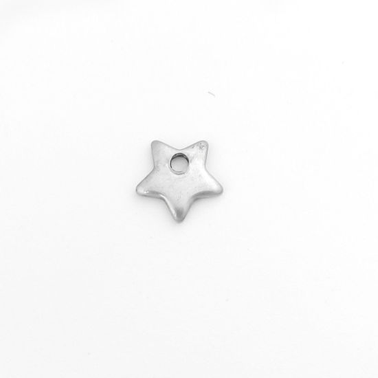 Picture of 304 Stainless Steel Charms Pentagram Star Silver Tone 6mm x 6mm, 10 PCs