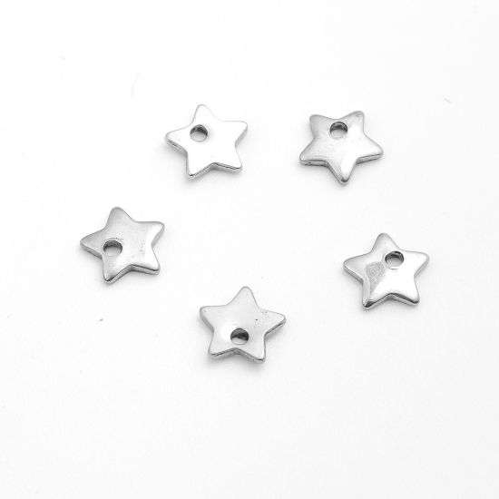 Bild von 304 Edelstahl Charms Pentagramm Stern Silberfarbe 6mm x 6mm, 10 Stück