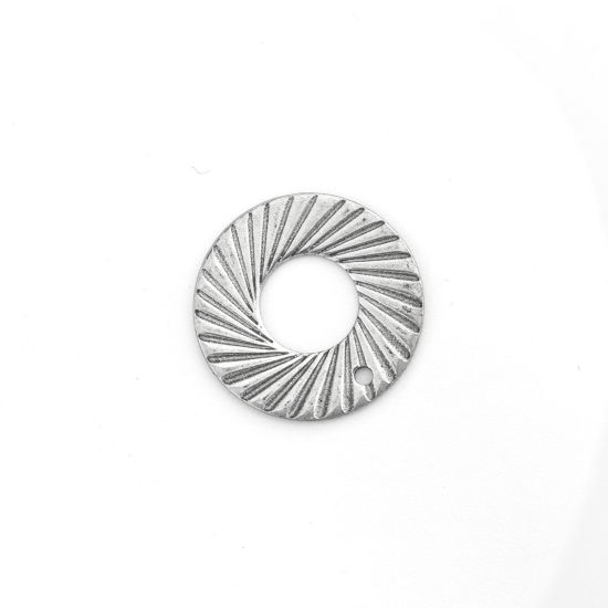 Picture of 304 Stainless Steel Charms Circle Ring Silver Tone 15mm Dia., 10 PCs