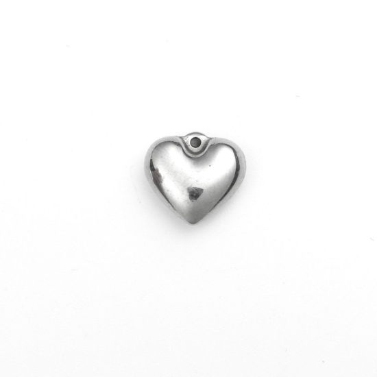 Bild von 304 Edelstahl Charms Herz Silberfarbe 12mm x 12mm, 1 Stück