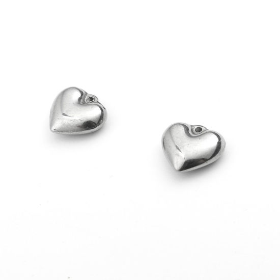 Bild von 304 Edelstahl Charms Herz Silberfarbe 12mm x 12mm, 1 Stück