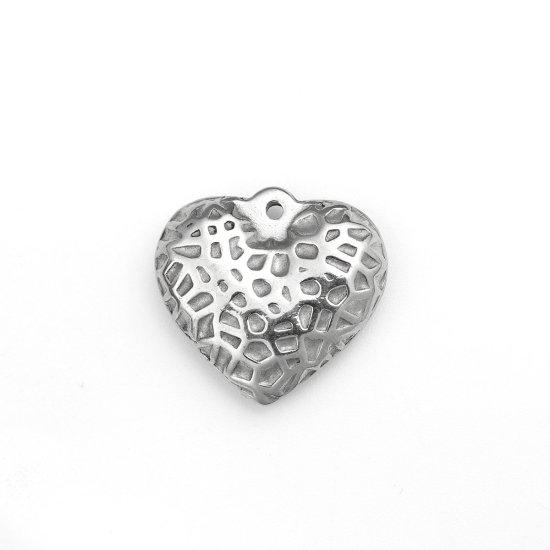 Bild von 304 Edelstahl Charms Herz Silberfarbe 20mm x 19mm, 1 Stück