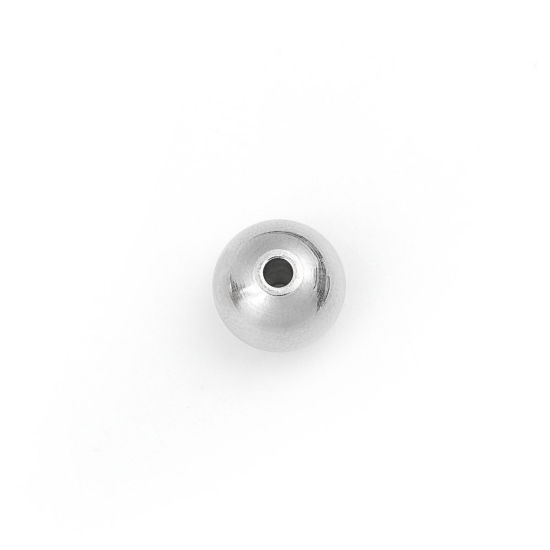 Image de Perles en 304 Acier Inoxydable Rond Argent Mat env. 10mm Dia., Trou: env. 2.2mm, 10 Pcs