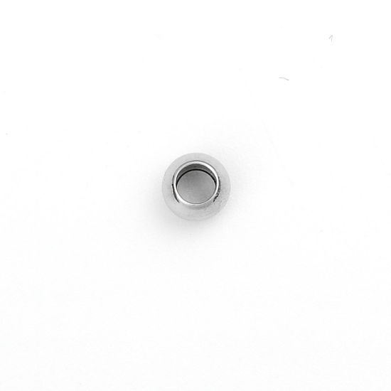 Image de Perles en 304 Acier Inoxydable Rond Argent Mat env. 4mm Dia., Trou: env. 2mm, 10 Pcs