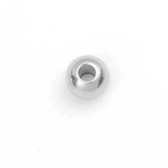 Picture of 304 Stainless Steel Beads Round Silver Tone About 8mm Dia., Hole: Approx 3mm, 10 PCs