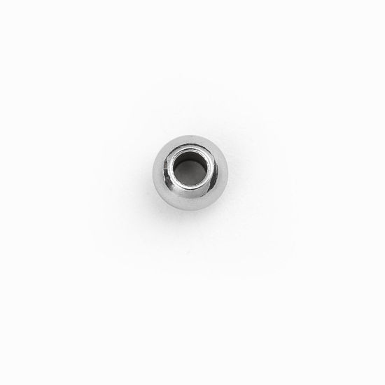 Bild von 304 Edelstahl Perlen Rund Silberfarbe ca. 5mm D., Loch: ca. 2mm, 20 Stück