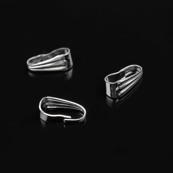 Image de Fermoirs Pinces Bélière en 304 Acier Inoxydable Ovale Argent Mat 9mm x 4mm, 100 Pcs