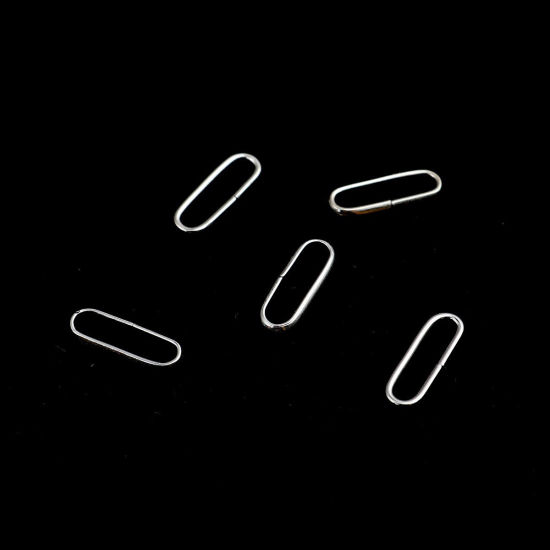 Imagen de 50 Unidades 10mm x 4mm, 1.6mm(14 gauge) 304 Acero Inoxidable Abierto Argollas Tono de Plata Óvalo