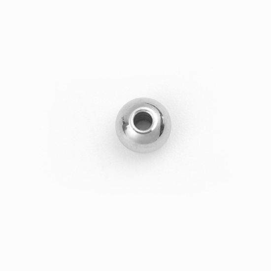 Picture of 304 Stainless Steel Beads Round Silver Tone About 4mm Dia., Hole: Approx 1.5mm, 20 PCs