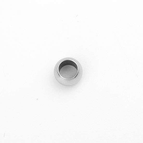 Picture of 304 Stainless Steel Beads Round Silver Tone About 5mm Dia., Hole: Approx 3mm, 20 PCs