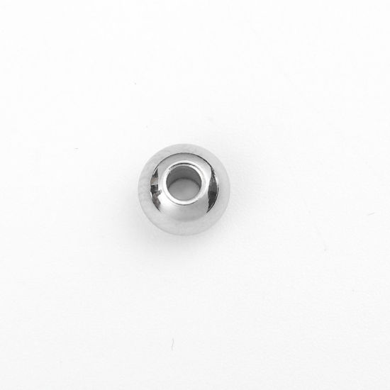 Image de Perles en 304 Acier Inoxydable Rond Argent Mat env. 6mm Dia., Trou: env. 2mm, 20 Pcs