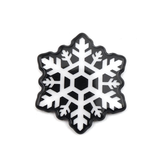 Picture of Christmas Dome Seals Cabochon Christmas Snowflake Black & White 3cm x 2.7cm, 10 PCs