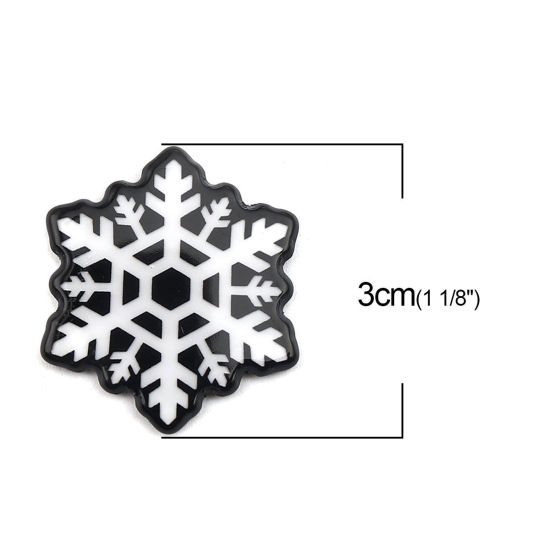 Picture of Christmas Dome Seals Cabochon Christmas Snowflake Black & White 3cm x 2.7cm, 10 PCs