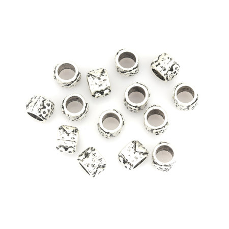 Zinklegierung Zwischenperlen Spacer Perlen Zylinder Antiksilber Punkt ca. 10mm x 7mm, Loch:ca. 6.2mm, 20 Stück