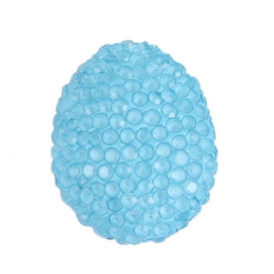 Bild von Polymer Ton Perlen Oval Saphir Strass 22mm x 18mm - 21mm x 17mm, Loch: 0.6mm, 1 Stück