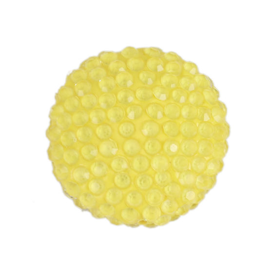 Bild von Polymer Ton Perlen Rund Gelb Strass 19mm D., Loch: 0.6mm, 1 Stück