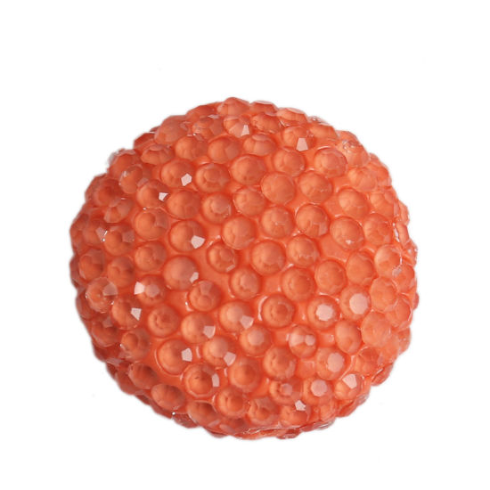 Bild von Polymer Ton Perlen Rund Orange Strass 19mm D., Loch: 0.6mm, 1 Stück